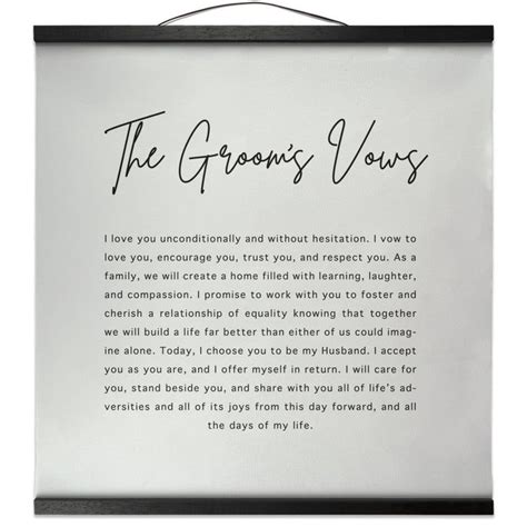 Wedding vow examples for her. The Groom's Vows Canvas Framed Wall Decor Hanging Wedding ...