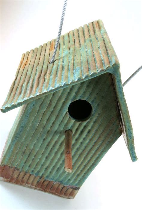 Rustic Bird House Pottery Outdoor Ceramic Birdhouse In