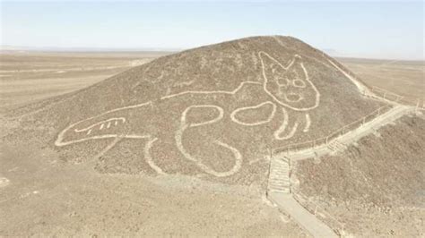 It looks like there was a transition from depicting the animal world to depicting the human world. Giant 2,000-Year-Old Cat Is Newly Discovered Addition To Peru's Nazca Lines | IFLScience