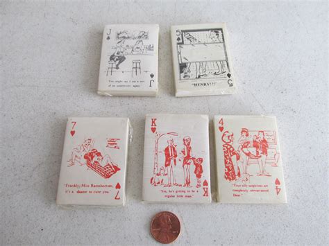 5 Vintage Matchbook Mini Risque Comic Strip Playing Cards Unused Mint