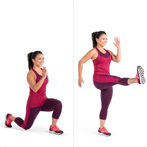 alternating lunge and kick 10 minute cardio for abs popsugar fitness photo 3