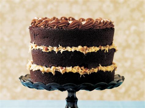 In a small saucepan combine chocolate and 1/3 cup water. German Chocolate Cake | Cookstr.com