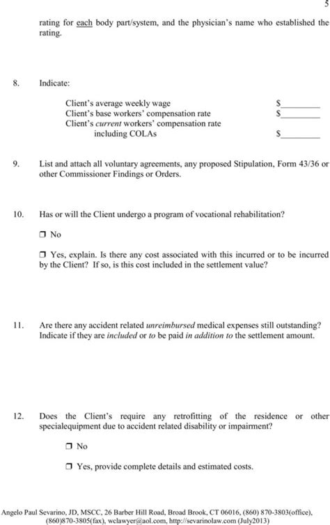 Workers Compensation Settlement Document Request Worksheet Pdf — Db
