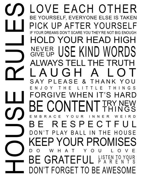 Printable House Rules
