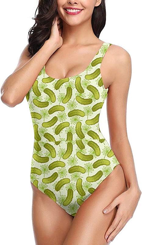 Xugui Pickle Cucumber Print One Piece Swimsuit Women S Sexy Low Back