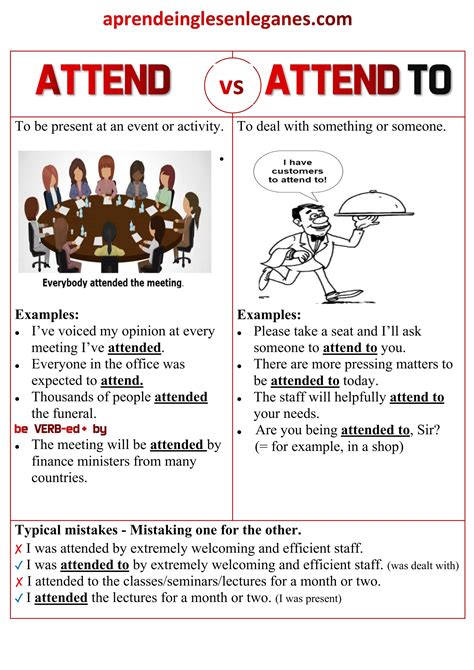 Attend Vs Attend To Learn English Words English Vocabulary Words