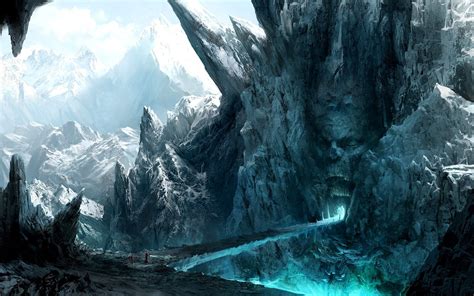 Creepy Gate In The Icy Mountains Wallpaper Fantasy Landscape