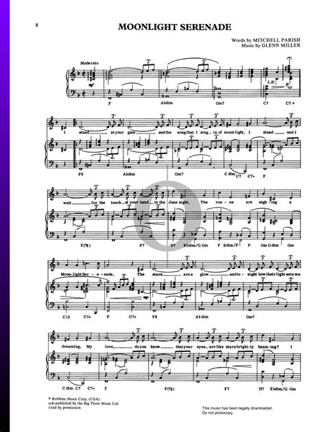Moonlight Serenade Sheet Music Piano Voice Pdf Download