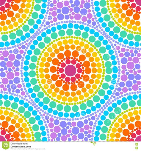 Rainbow Colors Concentric Circles In Dot Art Style Vector Seamless