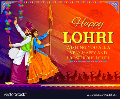 Wishes, messages, quotes, images, facebook and whatsapp status. Happy lohri holiday background for punjabi Vector Image