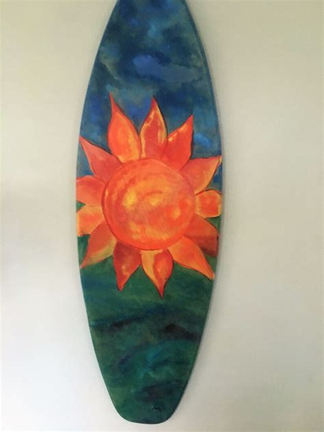 Surfboard Painting Surfboard Art Painted Surfboard Sun Etsy