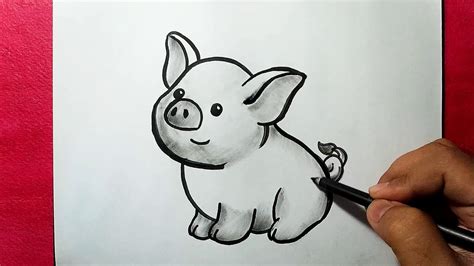 How To Draw A Cute Pig Easy Line Drawing Of Pig Yzarts Youtube