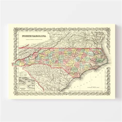 Vintage Map Of North Carolina 1856 By Teds Vintage Art