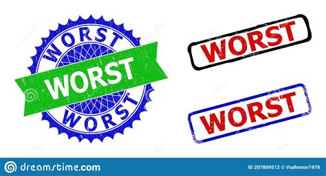 Worst Rosette And Rectangle Bicolor Stamps With Unclean Surfaces Stock