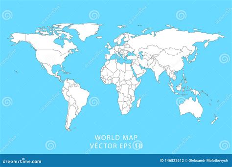 Detailed World Map With Borders Of States Isolated World Map Vector