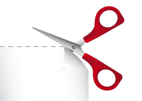 Red Scissor Cutting Paper Vector Premium Download