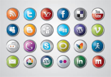 Flat Social Media Icons Vector