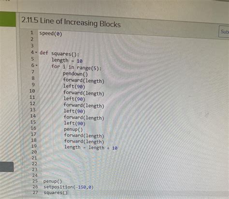 Codehs Python 2115 Line Of Increasing Blocks Rcodehspythonanswers