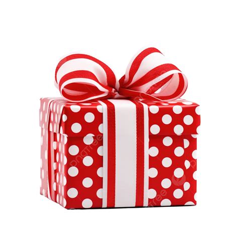 Christmas Present Wrapped In The Box With Red And White Ribbon Ribbon