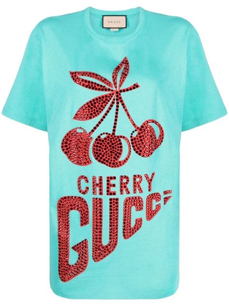 Gucci Crystal Embellished Cherry Motif T Shirt Farfetch