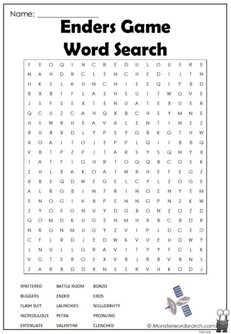 Enders Game Word Search Monster Word Search