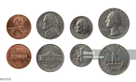 Us Coins Collection Isolated On White Stock Photo Download Image Now