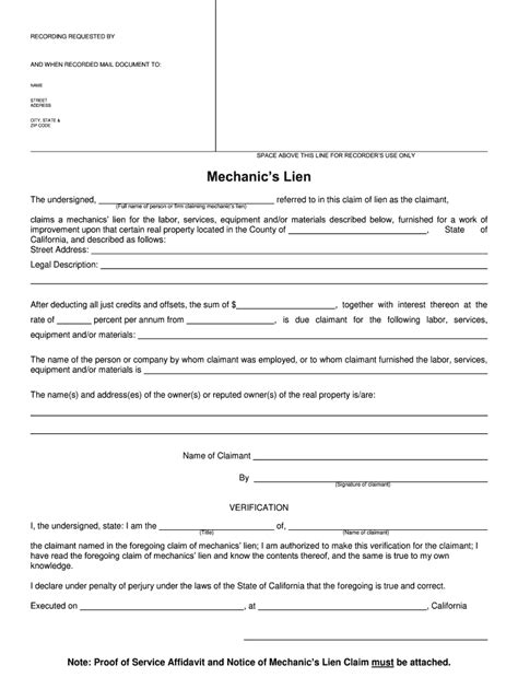 Ca Mechanics Lien 2012 2022 Complete Legal Document Online Us
