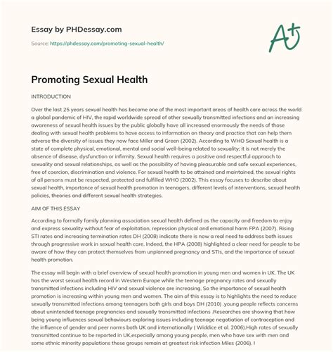 promoting sexual health essay example