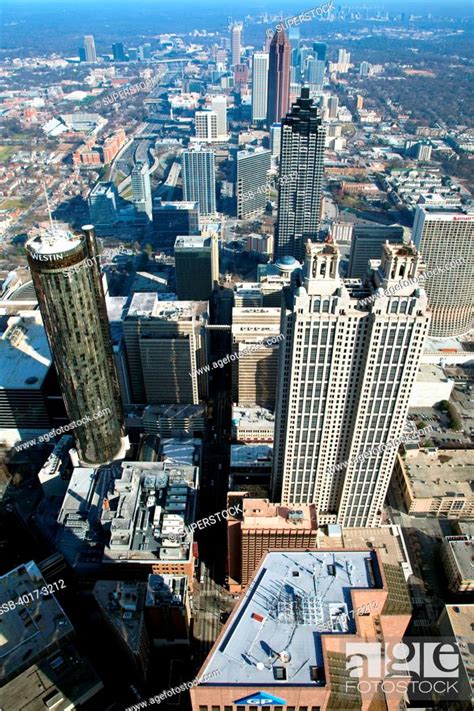 Aerial View Of Skyscrapers In Downtown Atlanta Atlanta Georgia Usa