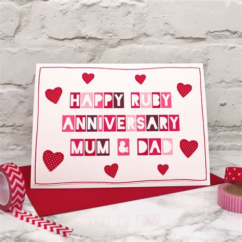 Card homemade anniversary gift for mom and dad. 'mum And Dad' 40th Ruby Anniversary Card By Jenny Arnott ...