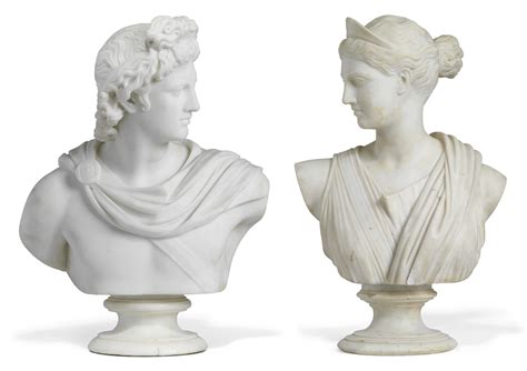 A Matched Pair Of Italian Marble Busts Of Apollo Belvedere