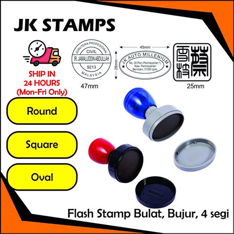 jk stamps flash stamp bulat 4 segi custom made round oval square waterprood cop siap ink kalis