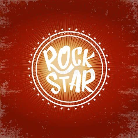 Vintage White Rock Star Print Isolated On Grunge Red Background Vector