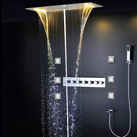 2021 Modern Bath Shower System 5 Function Electronic Led Rain Shower