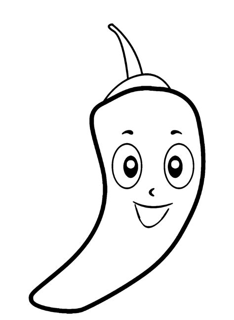 Happy Chili Pepper Coloring Page - Free Printable Coloring Pages