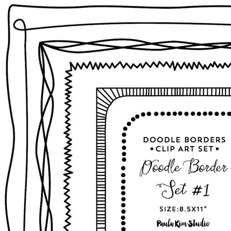 Doodle Frames Clip Art Borders Digital Download Hand Drawn Etsy