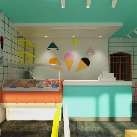 Small Size Ice Cream Shop Interior 3d Design Ideas