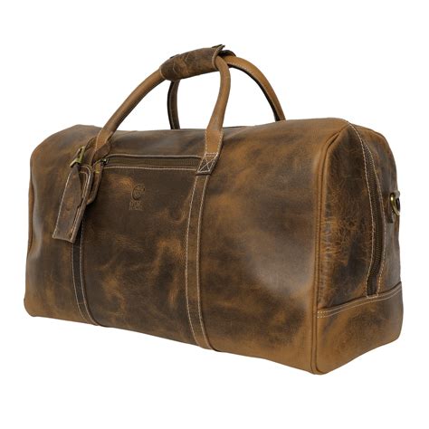Rustic Town Vintage Leather Travel Duffle Bag For Men