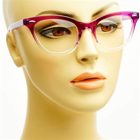 sleek modern reading style half tinted clear lens cat eye glasses frames purple roupas