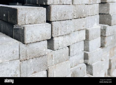 Gray Silicate Bricks Are Stacked Industrial Background Concept Of