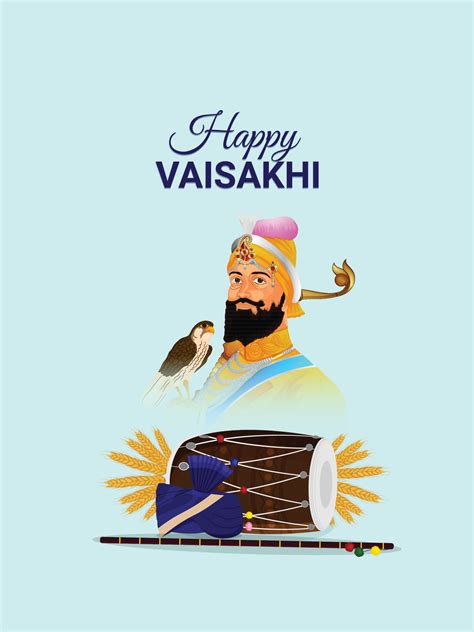Creative Illustration Of Sikh Guru Guru Gobind Singh Ji For Happy