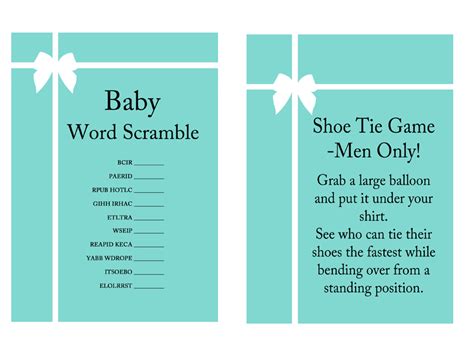 Coed baby shower party is certainly a positive way to enjoy a party together and make the journey of pregnancy memorable. Tiffany Baby Shower Game Pack - Magical Printable
