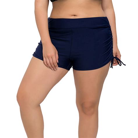 Alove Womens And Womens Plus High Waist Side Shirred Swimming Shorts