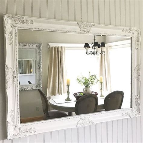 Do you suppose shabby chic bathroom cabinet with mirror appears nice? White Grey Distressed Shabby Chic Mirror Extra Large ...