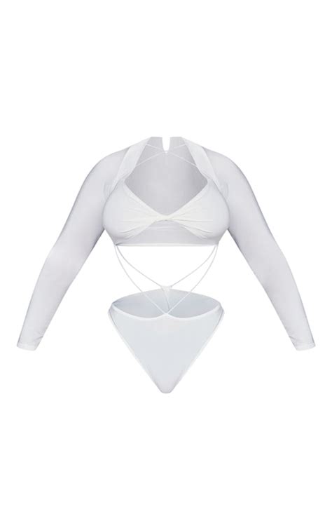 Shape White Slinky Cut Out Bodysuit Shape Prettylittlething Usa