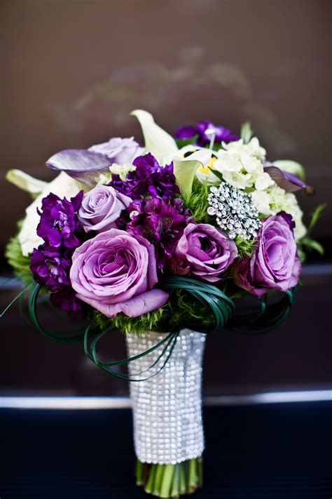 Hello Gorgeous Purple And White Bouquet Of Roses And Lillys With Silver