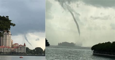 A waterspout was spotted from tanjong pagar in the early morning of may 11, 2019. Strange-looking waterspout spotted near St John's Island ...