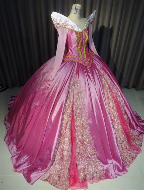 Princess Aurora Adult Costume Sleeping Beauty Pink Dress Cosplay Sequins Gown Clothing Shoes