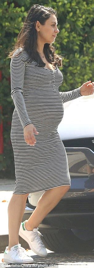 Mila Kunis Makes Maternity Chic Look Easy In Striped Dress As She Runs