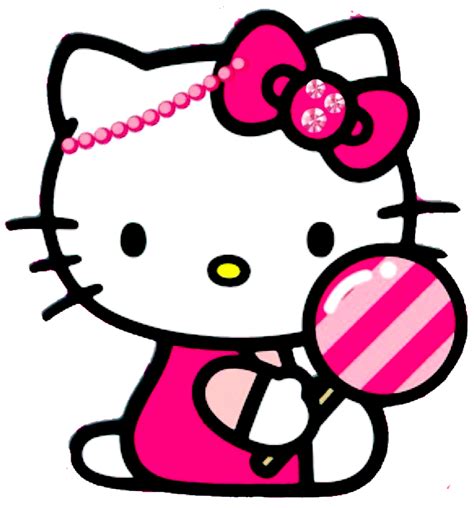 A Hello Kitty Holding A Lollipop In Her Hand